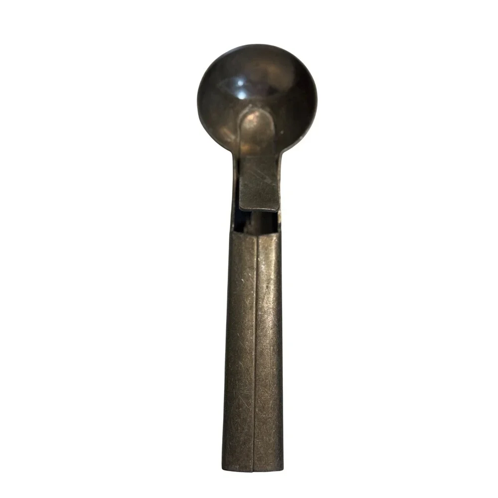 VTG Peerless Ice Cream Scoop Silver Metal Thumb Lever Mechanical Pat 2756698 USA